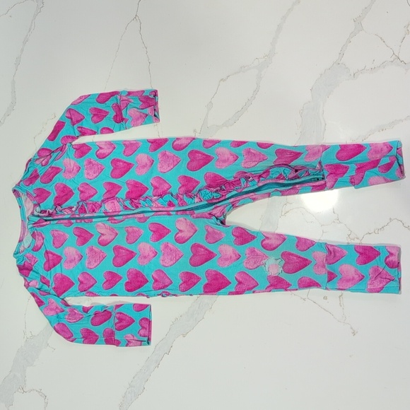 Ellie's K Pink Heart Kids One Piece - Picture 1 of 5